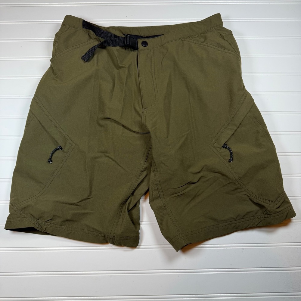 Novara REI Mens Mountain Bike Shorts Olive Green Padded Liner Size M MTB Cycling